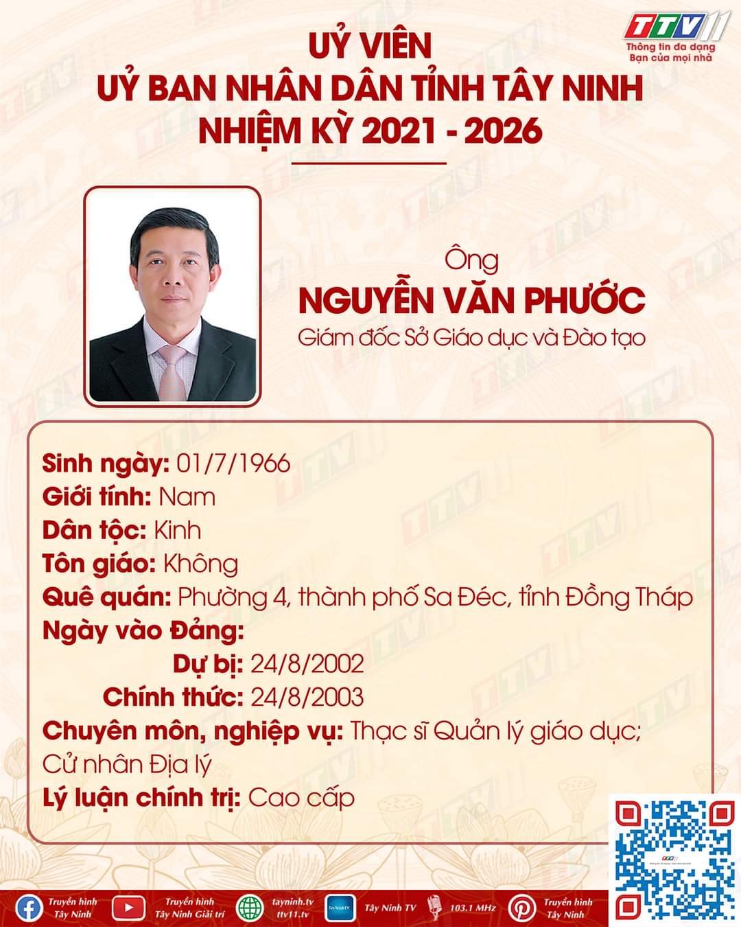 Ông Nguyễn Văn Phước – Giám đốc Sở Giáo dục và Đào tạo đã trúng cử chức danh Uỷ viên UBND tỉnh Tây Ninh, nhiệm kỳ 2021 – 2026