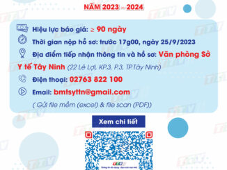 Sở Y tế Tây Ninh thông báo mời báo giá thuốc thuộc danh mục thuốc đấu giá tập trung bổ sung năm 2023 - 2024